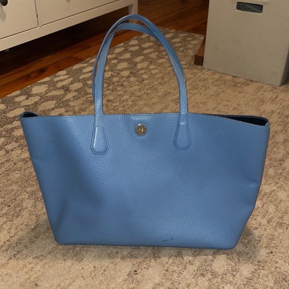 Tory Burch Handbags - Bright, light blue pebbled Tory Burch tote